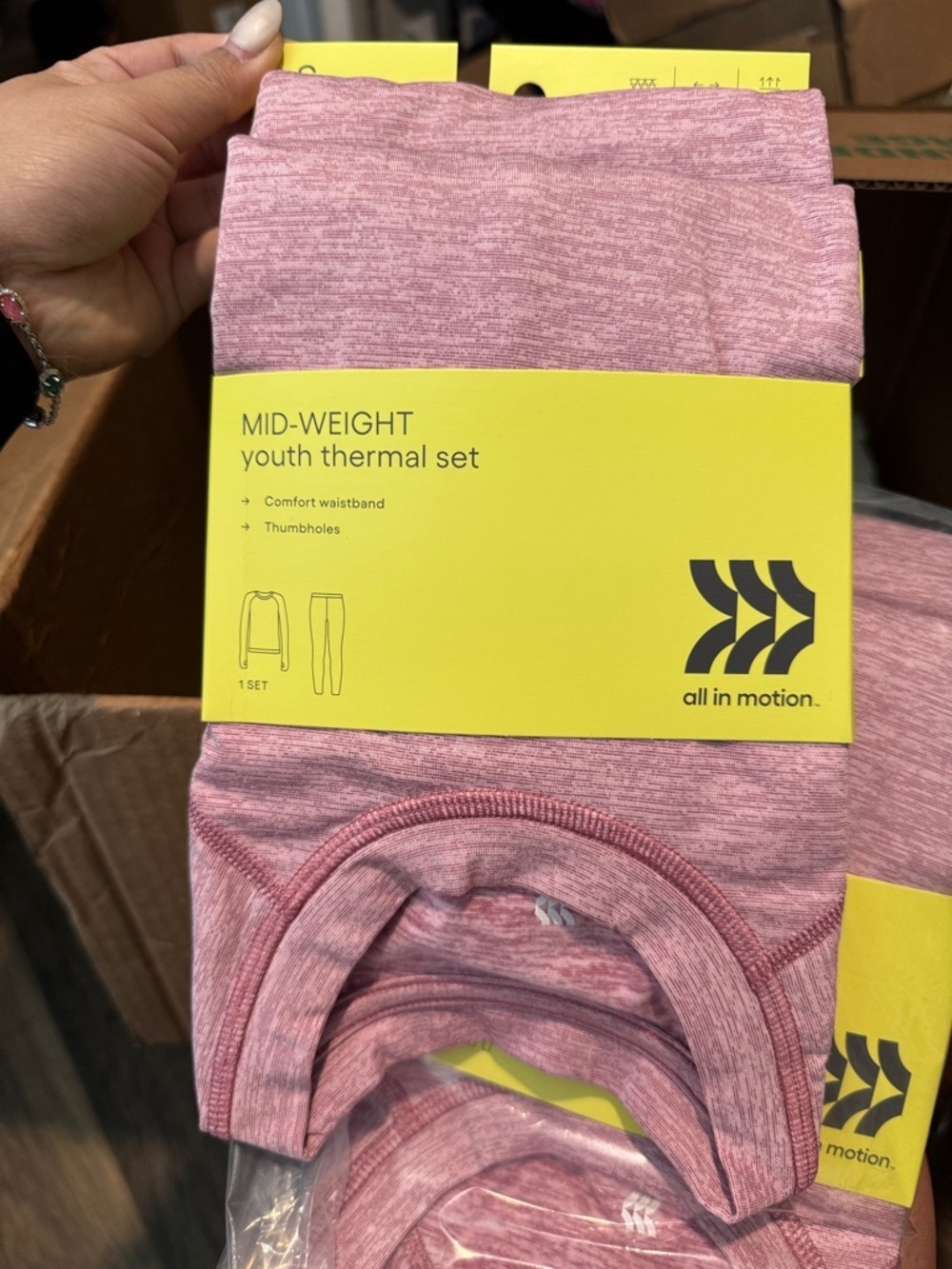 Size Small (6/7) all in motion Heather Rose Youth Mid-Weight Thermal Set